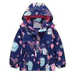 Echinodon Mädchen Gefütterte Jacke Tailliert Reflektoren Wasserabweisend Outdoorjacke Kinder Übergangsjacke Regenjacke Wanderjacke Neu-Blau 98-104 von Echinodon