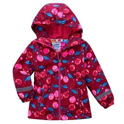 Echinodon Mädchen Gefütterte Jacke Tailliert Reflektoren Wasserabweisend Outdoorjacke Kinder Übergangsjacke Regenjacke Wanderjacke Rot 122-128 von Echinodon