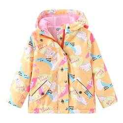 Echinodon Mädchen Gefütterte Übergangsjacke Jacke mit Fleecefutter Winddicht Wasserabweisend Outdoorjacke Wanderjacke Gelb 100 von Echinodon