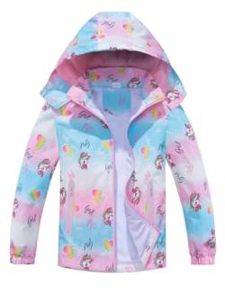 Echinodon Mädchen Jacke Kinder Windjacke Übergangsjacke mit abtrennbare Kapuze Frühling Herbst Rosa 130 von Echinodon