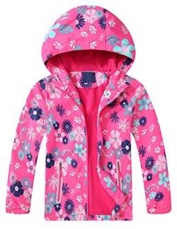 Echinodon Mädchen Jacke mit Fleecefütterung warm wasserdicht Winddicht atmungsaktiv Kinder Regenjacke Übergangsjacke Wanderjacke Trekkingjacke Rosa M von Echinodon