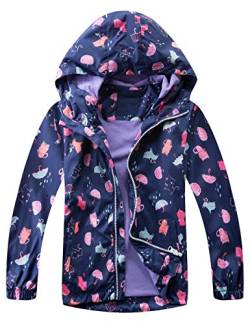 Echinodon Mädchen Outdoorjacke wasserabweisend winddicht Kinder Jacke Übergangsjacke Regenjacke Frühling Herbst Blau XXL von Echinodon