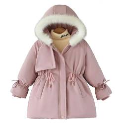 Echinodon Mädchen Parka Tailliert Jacke mit Fellkapuze Winterjacke Kinder Baby Winter Lang Mantel Rosa 100 von Echinodon