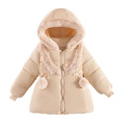 Echinodon Mädchen Süße Winterjacke mit Fellkapuze Tailliert Kinder Baby Parka Winter Lang Jacke Mantel Beige XXL von Echinodon