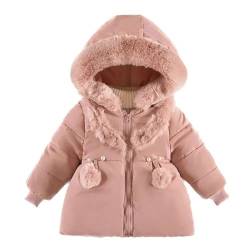 Echinodon Mädchen Süße Winterjacke mit Fellkapuze Tailliert Kinder Baby Parka Winter Lang Jacke Mantel Rosa XXL von Echinodon