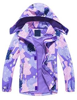 Echinodon Mädchen Übergangsjacke mit Fleecefutter Jacke Outdoorjacke Wasserabweisend Winddicht Wanderjacke Frühling Herbst Violett 110 von Echinodon