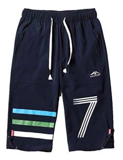 Echiondon Jungen 3/4 Hose Kurz Schnelltrockend Shorts Kinder Sweathose Sport und Freizeit Sommer Blau 175 von Echinodon