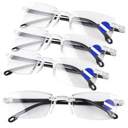 EclipseGuard 4 Stück Autozoom Lesebrille, Auto Zoom Lesebrille, Klare Fokus-Brille mit automatischer Anpassung, Rahmenlose Anti-Blaulicht Autozoom-Brille Für Presbyopie, Damen und Herren von EclipseGuard