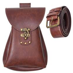 Eco-Fused Medieval PU Leder Belt and Pouch -Renaissance Waist Belt and Dice Bag - Vintage Kostüm Zubehör für Cosplay, LARP, Ren Faire - Wikinger-Piratengürtel und Geldbörse für Männer und Frauen von Eco-Fused