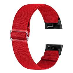 Ecogbd Elastic Ersatzarmband Kompatibel mit Fitbit Charge 3 Armband/Fitbit Charge 4 Armband, Weiches Gewebe Nylon Sportuhrarmband Armbänder für Frauen Männer (rot) von Ecogbd