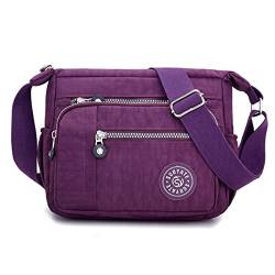 Ecohaso Crossbody-Taschen für Frauen, mehrere Taschen, leichte Umhängetasche, wasserdicht, Nylon, lässig, Kuriertasche, Reisetasche, Handtasche, violett, Utility von Ecohaso