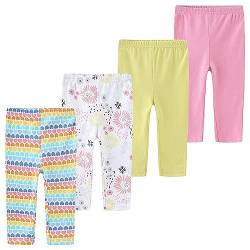 Ecojoy 4er Pack Sommer-Jogginghose mit Blumen- und Herzmotiv Muster Pumphose Lässige Elastische Sommerhose Baby leichte Lange Hosen Freizeithose Baby Mädchen Sommerhose von Ecojoy