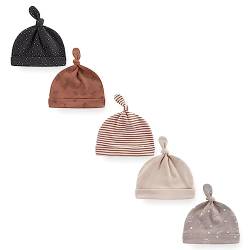 Ecojoy Baby hat Newborn Baby Hats Caps for Baby Boys Girls 0-6 Months 100% Cotton,Black and Brown Baby Hats von Ecojoy