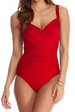 Ecute Damen Badeanzug Push Up Figurformend Sexy Bauchweg, EU 44 = Etikett 16, Rote von Ecute