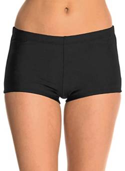 Ecute Damen Badeshorts Schwarz Bikinihose Schwimmshorts Badepants Schwar, DE 44, Etikett 16 von Ecute