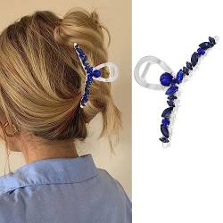 Edary Blaue Strass-Haarklammern Silber Kristall Haarklaue Haarklaue Haarspange Metall Haarklemmen Große Haarschmuck für Frauen und Mädchen von Edary