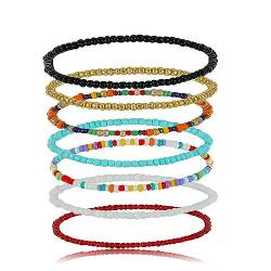 Edary Boho-Perlenarmband-Set, bunte Armbänder, stapelbare Handaccessoires, Perlen-Handkette, verstellbar, für Frauen und Mädchen (8 Stück) von Edary