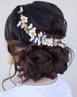 Edary Schmetterling Braut Hochzeit Haar Ranke Gold Perle Haarschmuck Braut Blume Stirnband Kopfschmuck für Frauen und Mädchen von Edary