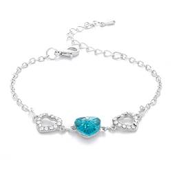 Edary Silber plattiert Geburtsstein Armband blau Herz Zirkonia Armbänder Kristall Freundschaft Handkette einstellbar Schmuck Geschenke für Frauen und Mädchen von Edary