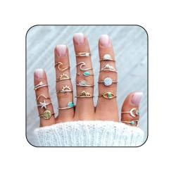 Edary Vintage Knöchelringe stapelbar Silber Gelenk Nagel Ring Kristall Ringe Set Gelenk Fingerring für Frauen und Mädchen (19 Stück) von Edary