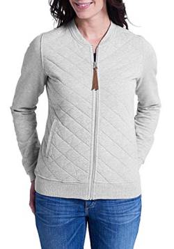 Eddie Bauer Damen Casual Sweatjacke mit Rauten-Steppung Hellgrau XL (46/48) aus Baumwolle von Eddie Bauer