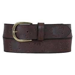 Eddie Bauer Damen Leder Floral Tooled-Braun-M Gürtel, M von Eddie Bauer