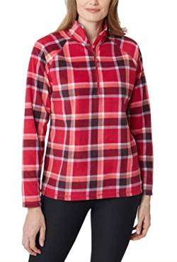 Eddie Bauer Damen Ultra Soft Fleece 1/4 Reißverschluss Langarm Pullover Top, Dark Berry Plaid, XL von Eddie Bauer