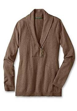 Eddie Bauer Pullover Henleypullover Damen Taupe meliert Gr. S von Eddie Bauer