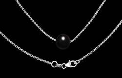 Schwarze 10-11 mm-große Tahitiperle an Sterling Silber Halskette in verschiedene Längen - Geschenk für Frauen (50 cm) von Edellis