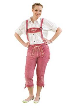 Edelnice Trachtenmode Damen Trachten Kniebundhose pink aus feinstem Rindsveloursleder Gr 32 von Edelnice Trachtenmode