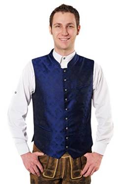 Edelnice Trachtenmode Elegante Trachtenweste Gilet Royalblau Konstantin mit traditioneller Musterung (50, Royalblau) von Edelnice Trachtenmode