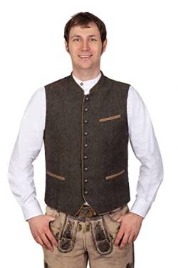 Edelnice Trachtenmode Elegante Trachtenweste Gilet aus Leinen Friedrich olivgrün Gr. 50 von Edelnice Trachtenmode