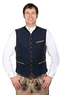 Edelnice Trachtenmode Elegante Trachtenweste Gilet aus Leinen Kilian dunkelblau Gr. 52 von Edelnice Trachtenmode