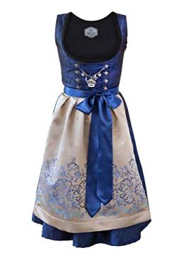 Edelnice Trachtenmode Exklusives Designer Midi Dirndl Royalblau Gold mit wunderschöner Schürze und Charivari Gr. 34-52 (34) von Edelnice Trachtenmode