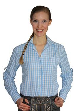Edelnice Trachtenmode Klassisches DamenTrachtenhemd 3/4 Arm Farbe rot, hellblau oder lila Gr. 32-50 (44, hellblau) von Edelnice Trachtenmode