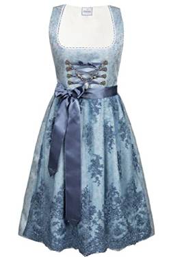 Edelnice Trachtenmode Midi Dirndl hellblau Cloe inkl. Spitzen Dirndlschürze und Charivari Gr. 34 von Edelnice Trachtenmode