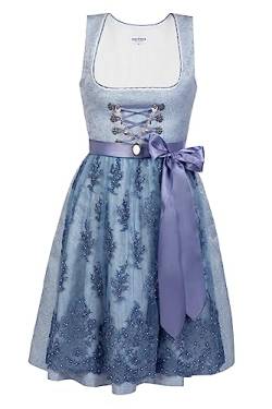 Edelnice Trachtenmode Mini Dirndl 2-teilig Cloe Pastell hellblau mit Pailletten bestickter Spitzenschürze in verschiedenen Gr. (40) von Edelnice Trachtenmode