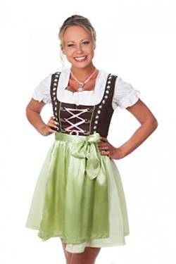 Edelnice Trachtenmode Mini Dirndl 3-teilig grün pink mit passender Bluse und Schürze Gr 38 von Edelnice Trachtenmode