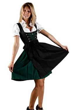 Edelnice Trachtenmode Nostalgisches Mini Dirndl 3-TLG. grün schwarz inkl. passender Bluse und Schürze Gr. 34 von Edelnice Trachtenmode