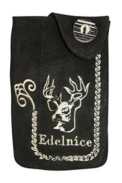 Edelnice Trachtenmode Praktische Leder Handytasche im Trachten Design mit Stickerei 5 (schwarz) von Edelnice Trachtenmode