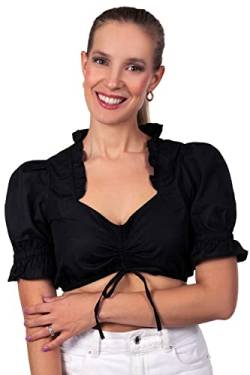 Edelnice Trachtenmode Sexy Dirndlbluse mit Schnürung und Verstellbarer Ausschnitttiefe in schwarz 40 von Edelnice Trachtenmode