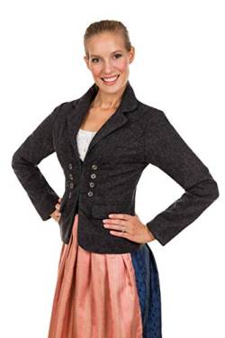 Edelnice Trachtenmode Trachten Blazer Janker Wolljacke Magdalena dunkelgrau mit grünen Paspeln Gr. 32-50 (34) von Edelnice Trachtenmode