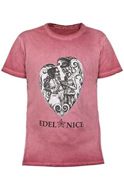 Edelnice Trachtenmode Trachten T-Shirt aus Baumwolle mit rockigem Print perfekt Nicht nur zur Lederhose Farbe blau, rot, schwarz oder ggrün Gr. S-4XL von Edelnice Trachtenmode