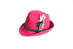 Edelnice Trachtenmode Trachtenhut aus 100% Wolle mit echter Feder, Farbe pink Gr. 56 von Edelnice Trachtenmode