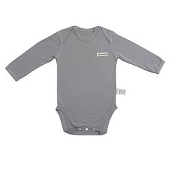 EDENSWEAR Baby-Einteiler mit langen Ärmeln, Zinkfaser, ideal für empfindliche Haut, Ekzeme, grau, 70 cm von Edenswear