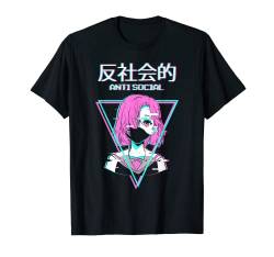 Antisocial Vaporwave Anime Girl Japanese Alt Indie Aesthetic T-Shirt von Edgy Aesthetic Anime Merch Lofi Egirl Eboy Clothes