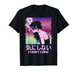 I Don't Care Japan Vaporwave Alt Indie Aesthetic Anime Girl T-Shirt von Edgy Aesthetic Anime Merch Lofi Egirl Eboy Clothes
