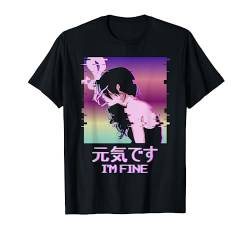 I'm Fine Japanese Vaporwave Alt Indie Aesthetic Anime Girl T-Shirt von Edgy Aesthetic Anime Merch Lofi Egirl Eboy Clothes