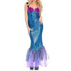 Edhomenn Frauen Meerjungfrau Kleid Ärmellos Bodycon Lange Meerjungfrau Kostüm Halloween Meerjungfrau Schwanz Kleid Erwachsene Kostüme (Br-Blau Lila, M) von Edhomenn