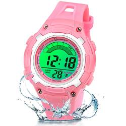 Edillas Kinderuhr Mädchen Jungen Digital,7 Farben Licht Digital Armbanduhr für Kinder wasserdichte Sport Outdoor Multifunktionale digital Uhren mit Stoppuhr/Alarm (Rosa-8529B) von Edillas
